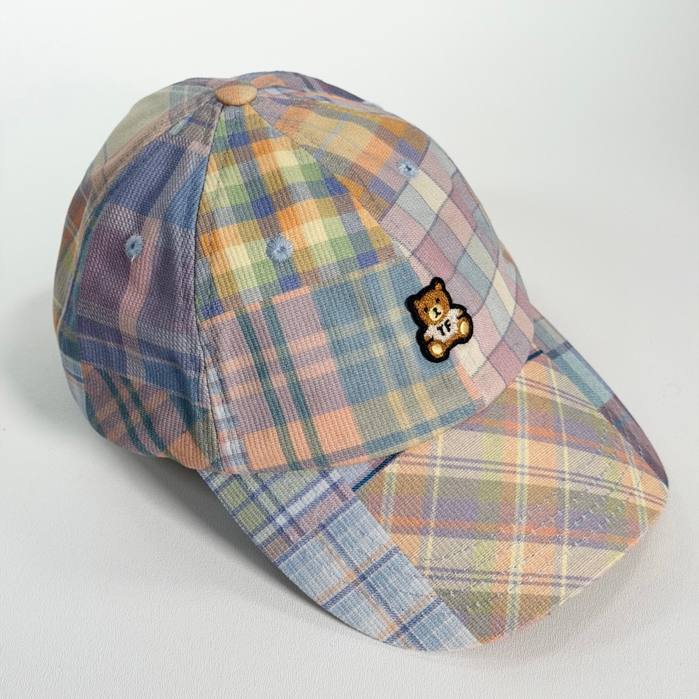 Teddy Fresh Plaid Bear Hat Mens OS Pastel Baseball Cap Adjustable Preppy
